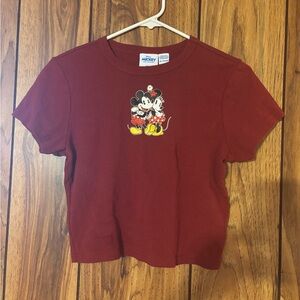 Disney Kids Maroon Mickey & Minnie Short Sleeve Tee